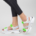 Sandale Dama cu Platforma NX95 White-Green (---) Mei