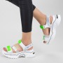 Sandale Dama cu Platforma NX95 White-Green Mei