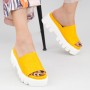 Papuci Dama cu Platforma WT11 Yellow Mei