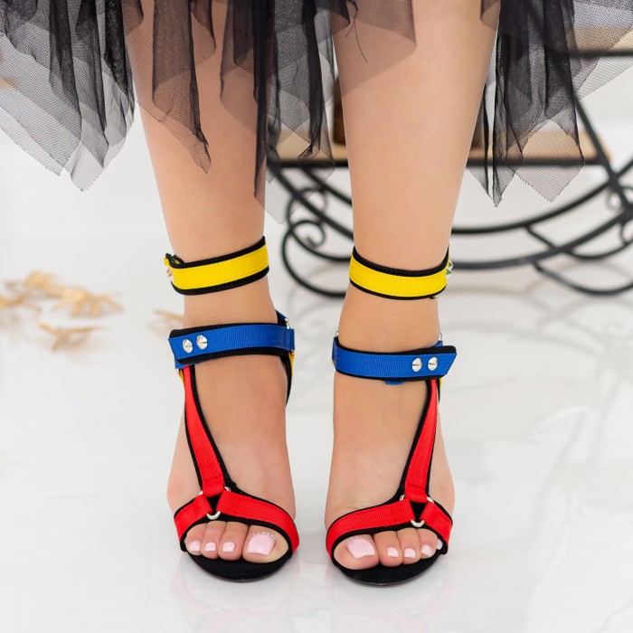 Sandale Dama cu Toc gros XKK235 Multicolour Mei