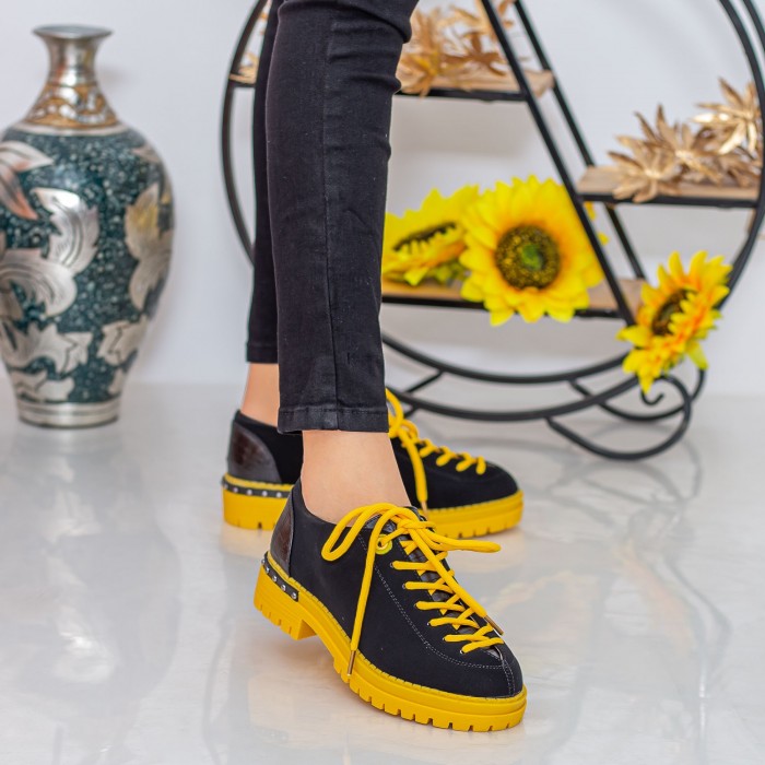 Pantofi Casual Dama MX155 Black-Yellow Reina