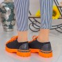 Pantofi Casual Dama MX155 Black-Orange Reina
