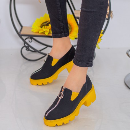 Pantofi Casual Dama MX156 Black-Yellow Reina