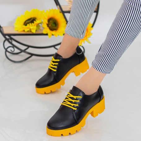 Pantofi Casual Dama ZP1971 Black-Yellow Reina
