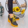 Pantofi Casual Dama ZP1973 Black-Yellow Reina