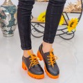 Pantofi Casual Dama ZP1973 Black-Orange (005) Mei