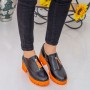 Pantofi Casual Dama ZP1976 Black-Orange Reina