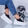 Pantofi Sport Dama cu Platforma KDN21 Negru-Alb Mei