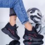 Pantofi Sport Dama cu Platforma WL138 Negru-Rosu Mei