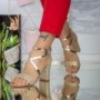 Sandale Dama cu Toc Gros XKK522 Auriu Mei